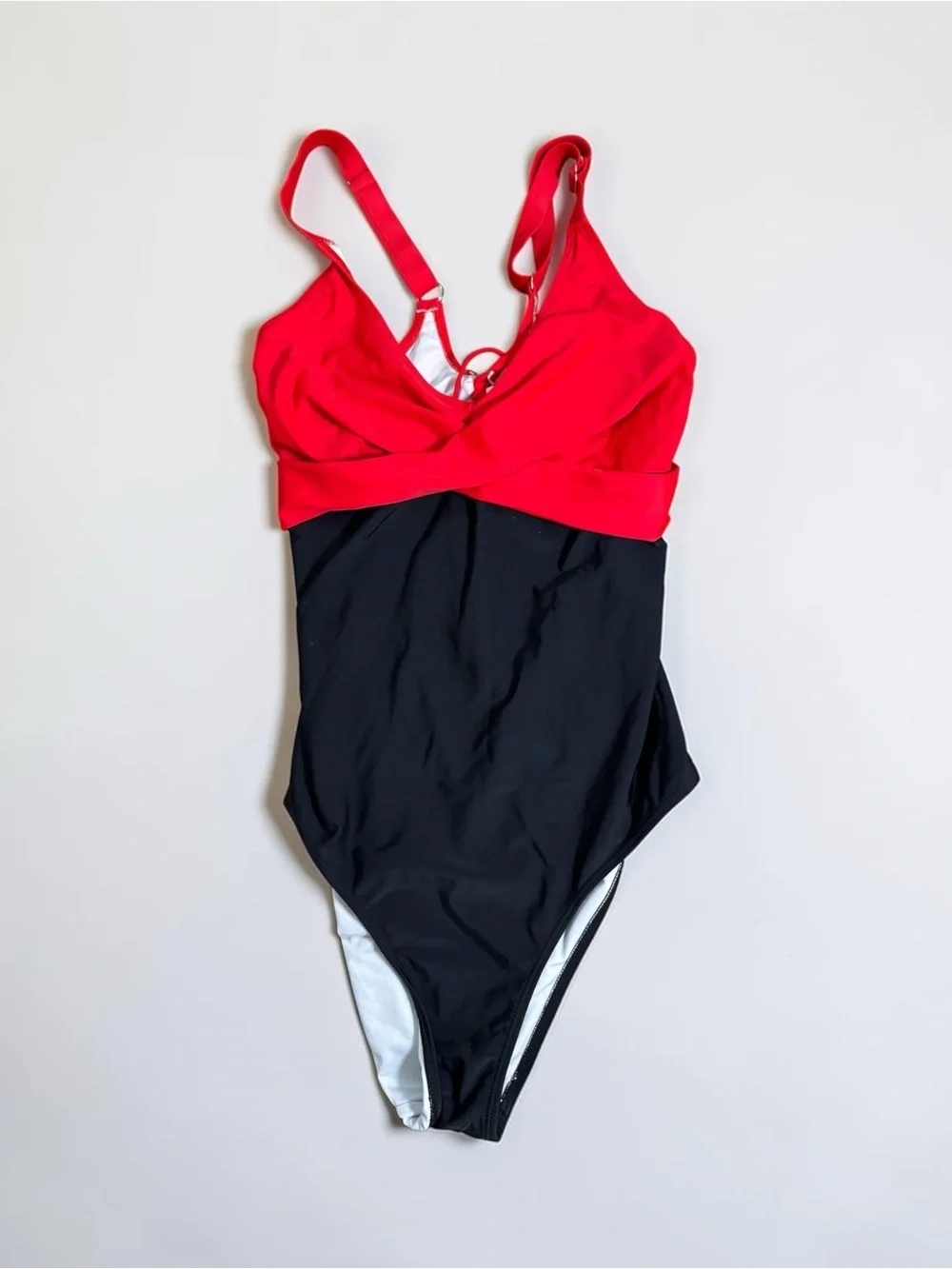 Red & Black Twist-Front One-Piece Swimsuit